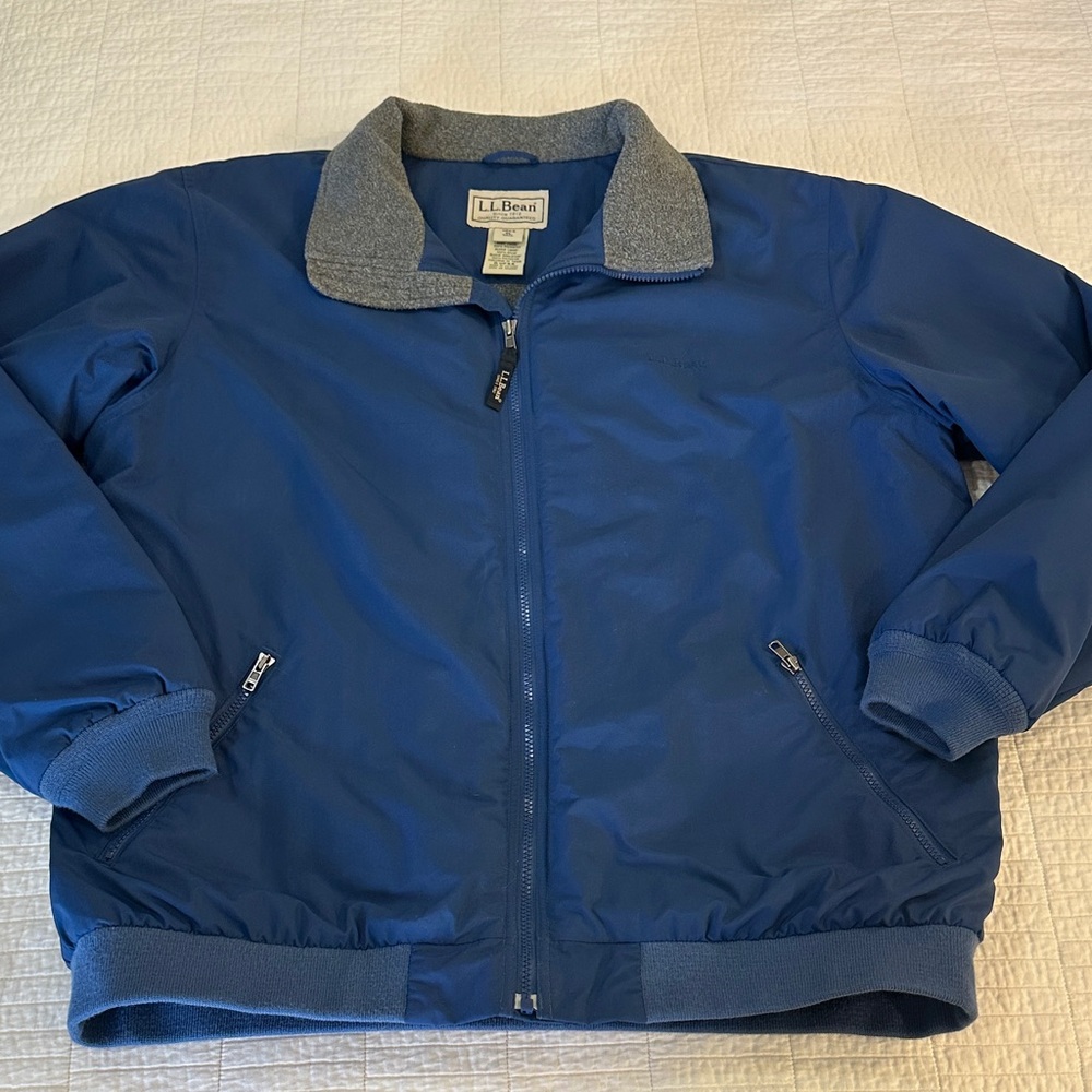 L.L.Bean Warm Up Jacket Fleece Lined Nylon Windbreaker Blue XLT - Picture 1 of 9